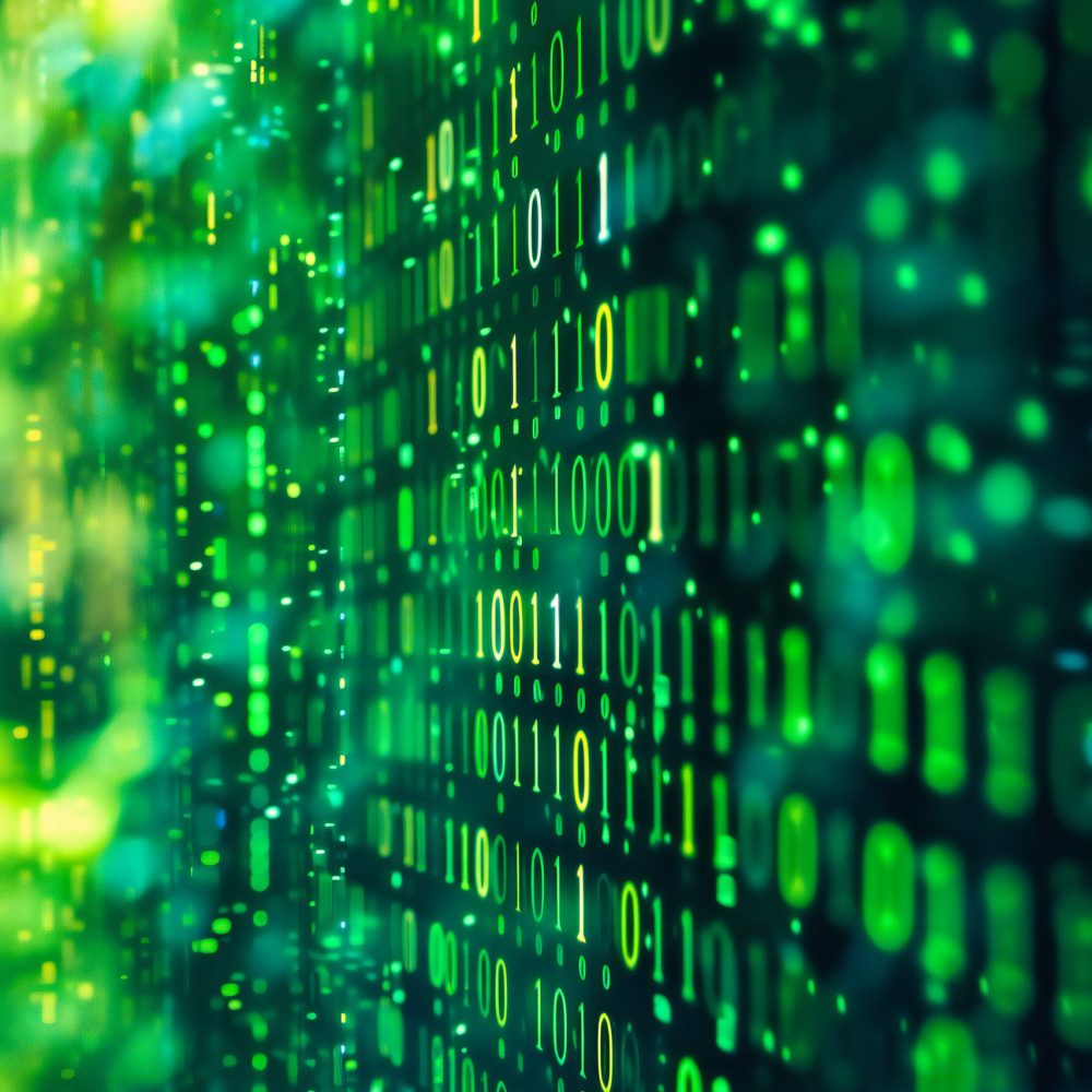 Cyber Data Stream, Digital Binary Code and Network Technology on a Futuristic Background